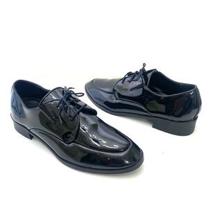 Pronto Uomo Men's Black Firenze Patent Leather Lace-Up Oxford Formal Dress Shoes